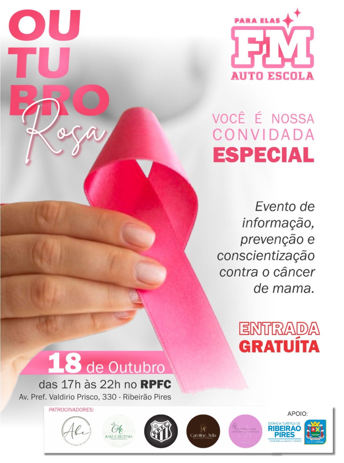 Outubro Rosa: Ribeirão Pires promove evento de conscientização ao câncer de mama